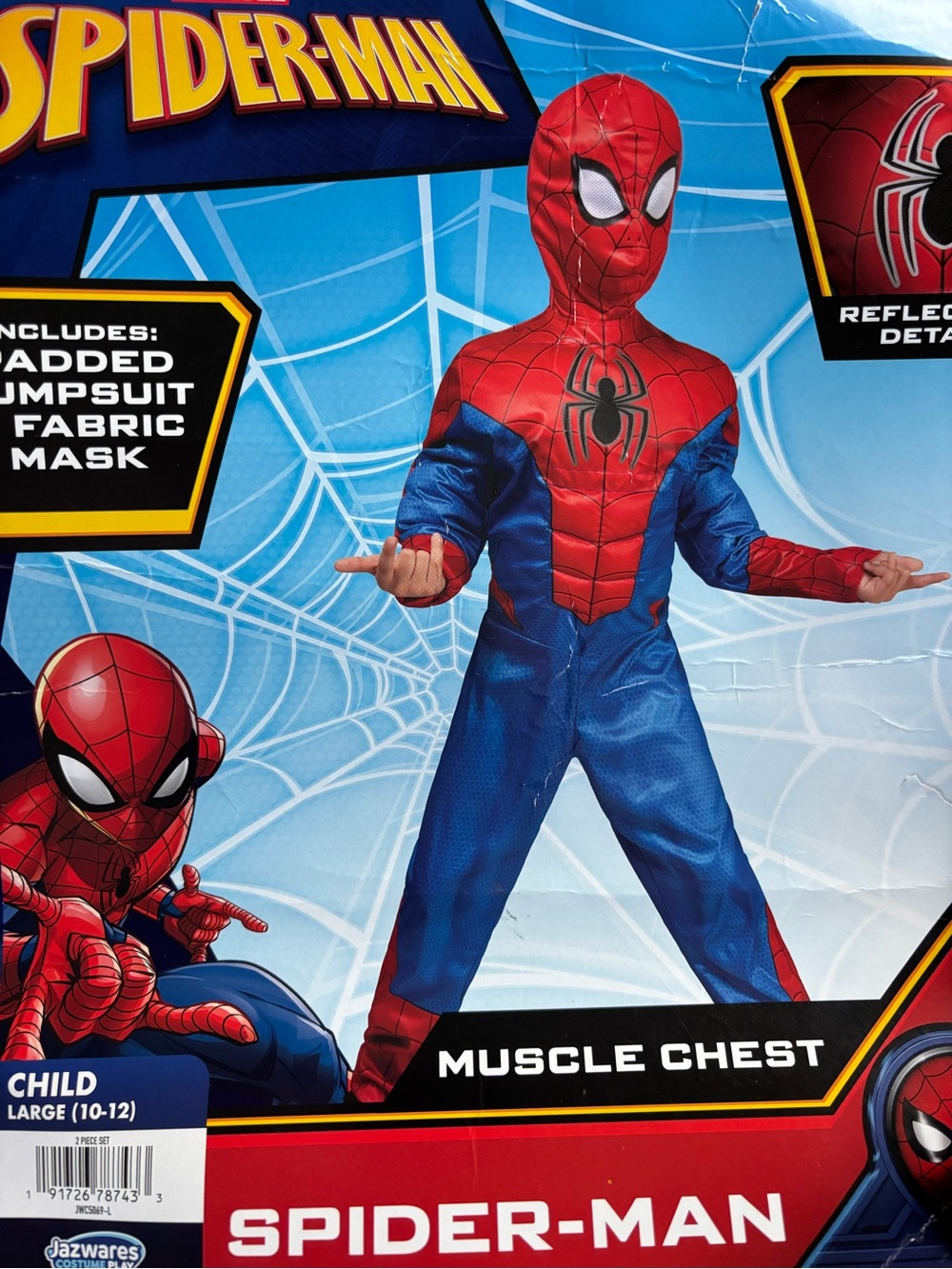 Spiderman Padded Muscle Chest Costume - Red, Blue